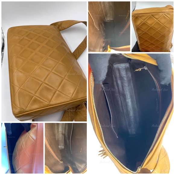 Authentic CHANEL Lambskin Camel (Dark Beige) Large Camera Bag with Tassel - Picture 9 of 12
